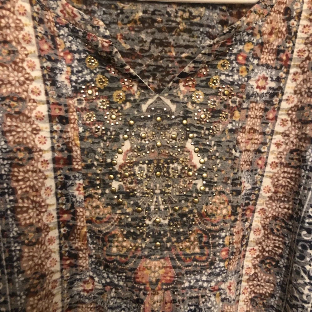 ONE WORLD Multicolor Patterned Long Sleeve Top Women’s S - Picture 3 of 7